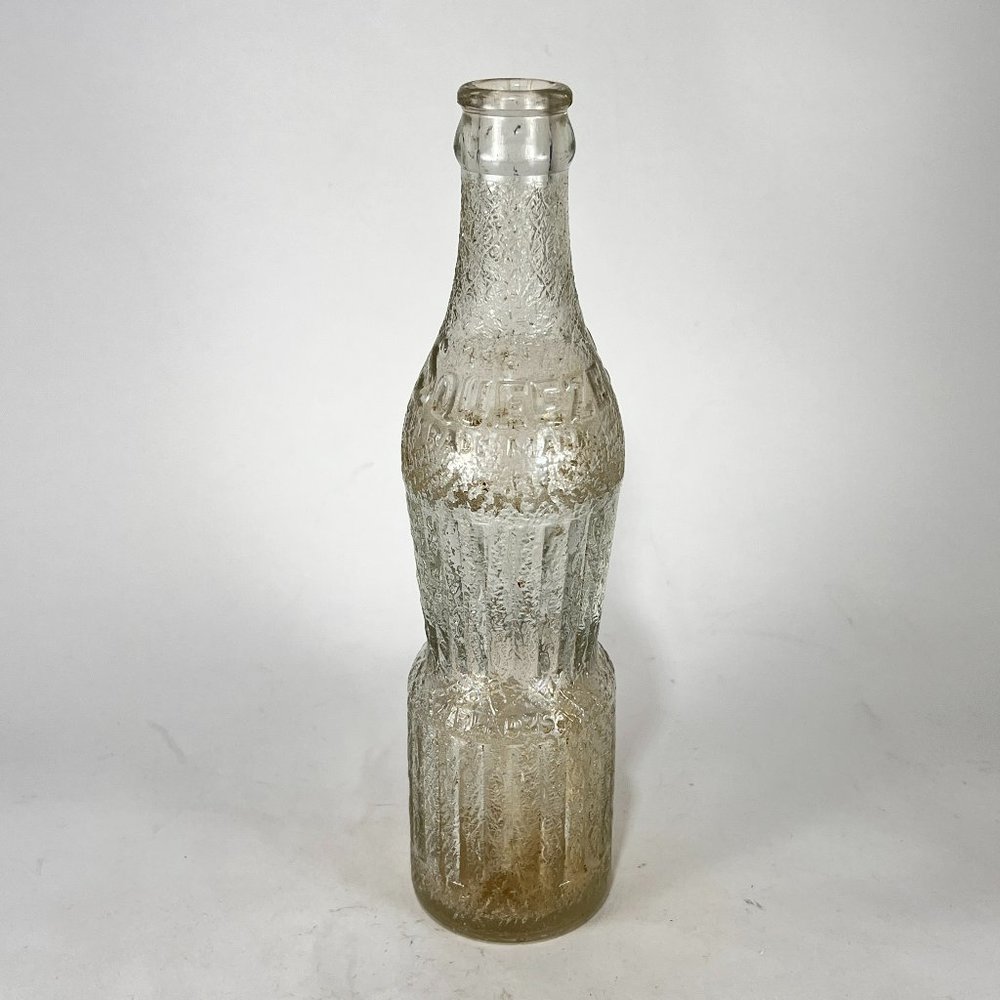 Vtg Squeeze Soda Pop Bottle Crackle Ribbed Clear Glass Dubuque Iowa 30s